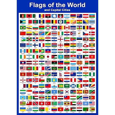 Wisdom Learning Flags of The World Poster - Countries Wall Chart Educational Childrens Childs Poster Art Print WallChart world flags Cover