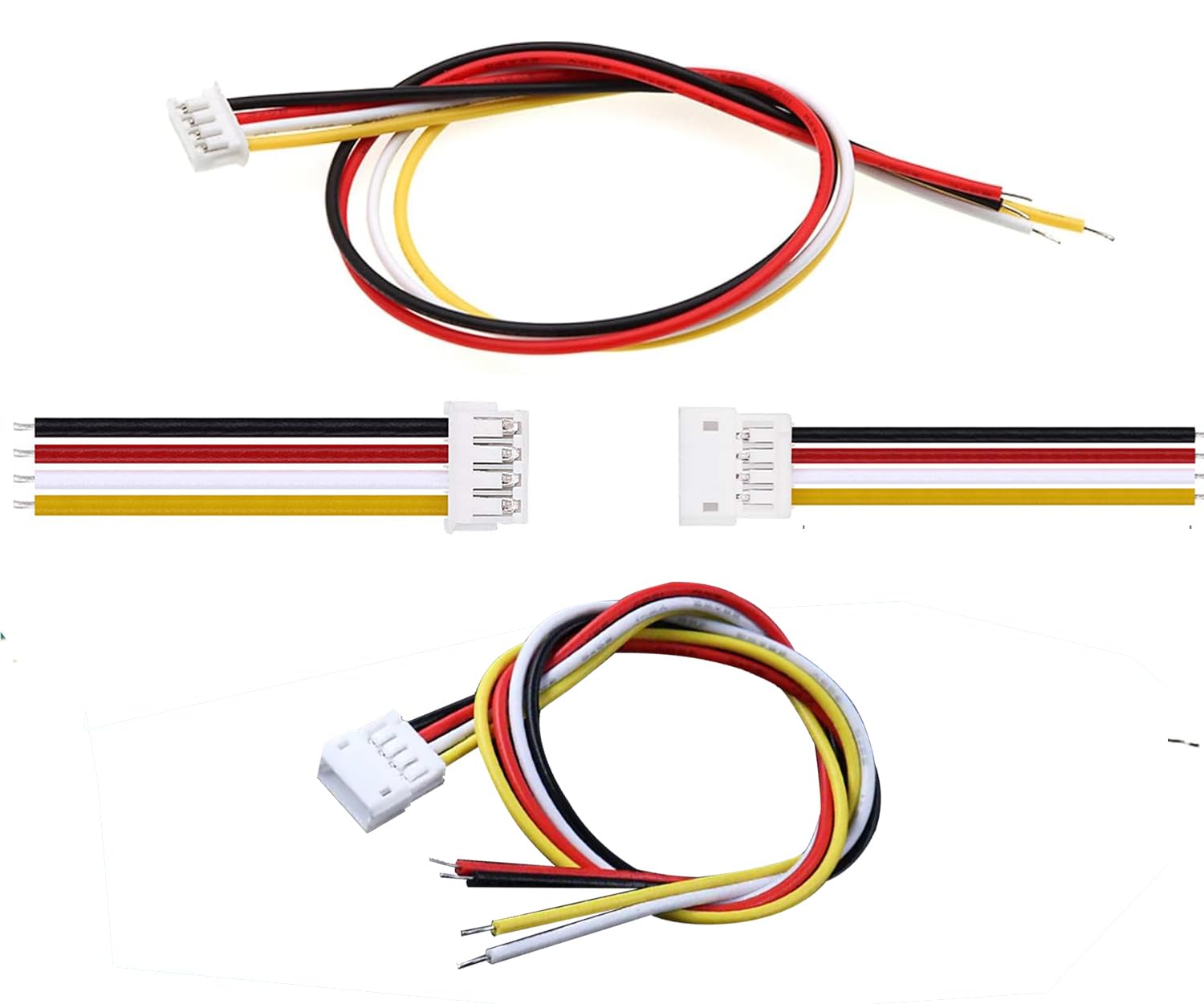 JST ZH 1.5mm 4 Pin Connector,20 PCS Male Plug and 20 PCS Female Socket, Micro Wire Connectors with 200mm Extension Cable AWG 26