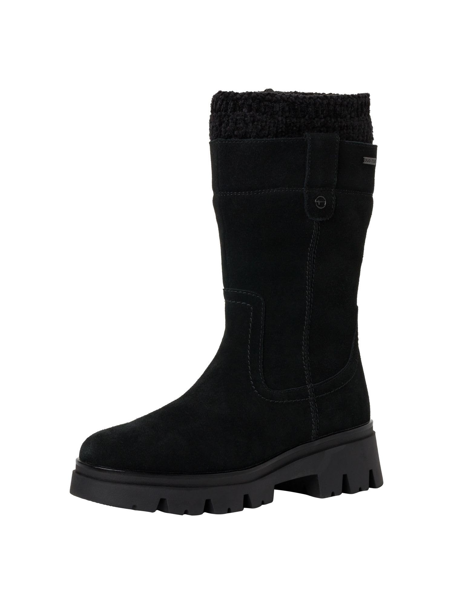Tamaris Comfort Women’s Flat Boots with Zip and Fabric Collar Comfort Fit , Black, 3,5 UK