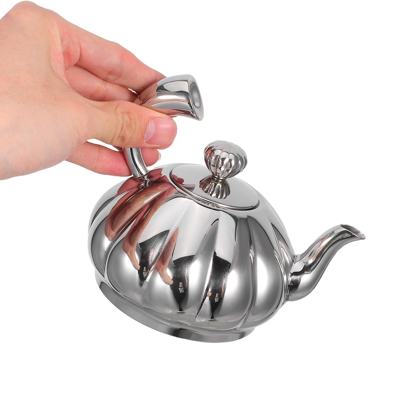 Kleine Teekanne aus Edelstahl mit Herausnehmbarem Infuser 350ml Kompakte Kürbisform Elegantes Design für Reisen und Büro