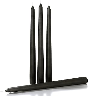 CANDWAX 10 inch Taper Candles Set of 4 - Halloween Taper Candles Unscented - Black Candles Halloween Candle Sticks - Coal Black Candles