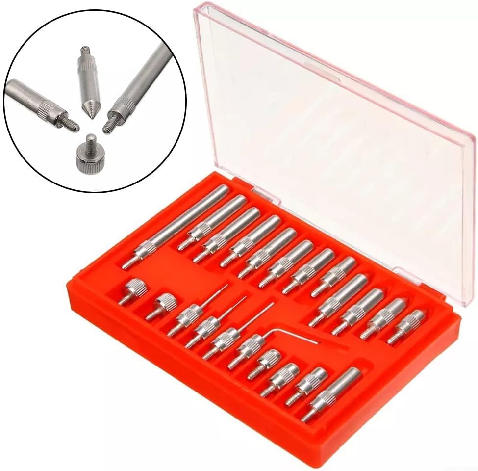 22-Piece Indicator Probe Set with and Accessories Measurement Tools – Includes 22 Probes, Red, 10 x 7 x 1.5 cm Kit and Workshop Use