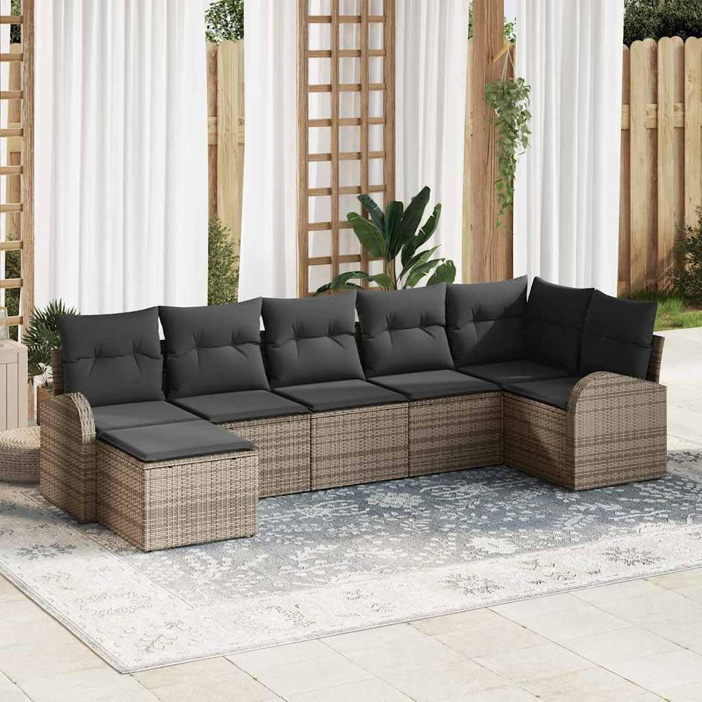 vidaXL Zestaw Sof na Ogród 7 szt. Szary [Syntetyczny]: Rattan poli