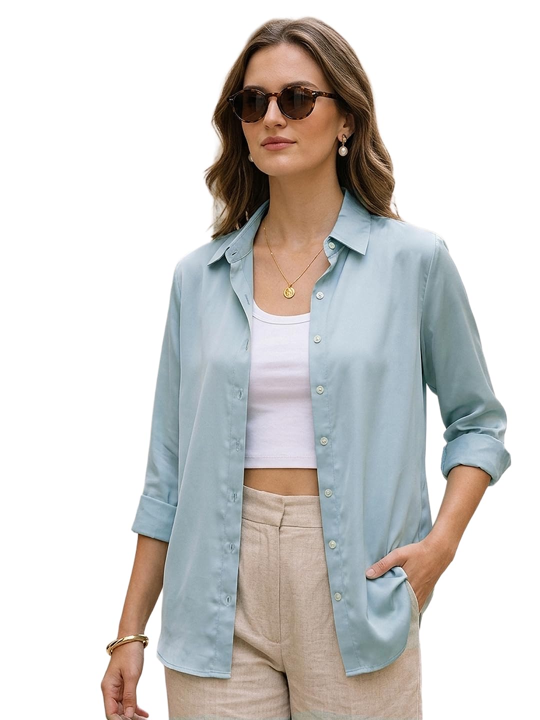 urbano fashion Women's Modal Viscose Full Sleeve Regular Fit Casual Solid Shirt with Regular Collar-picture-19