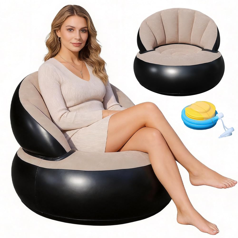 Aufblasbarer Sofa, Aufblasbarer Sessel, Tragbarer Aufblasbarer Sofastuhl | Gohytal Aufblasbarer Sofa, Aufblasbarer Sessel, Tragbarer Aufblasbarer Sofastuhl (Grau)