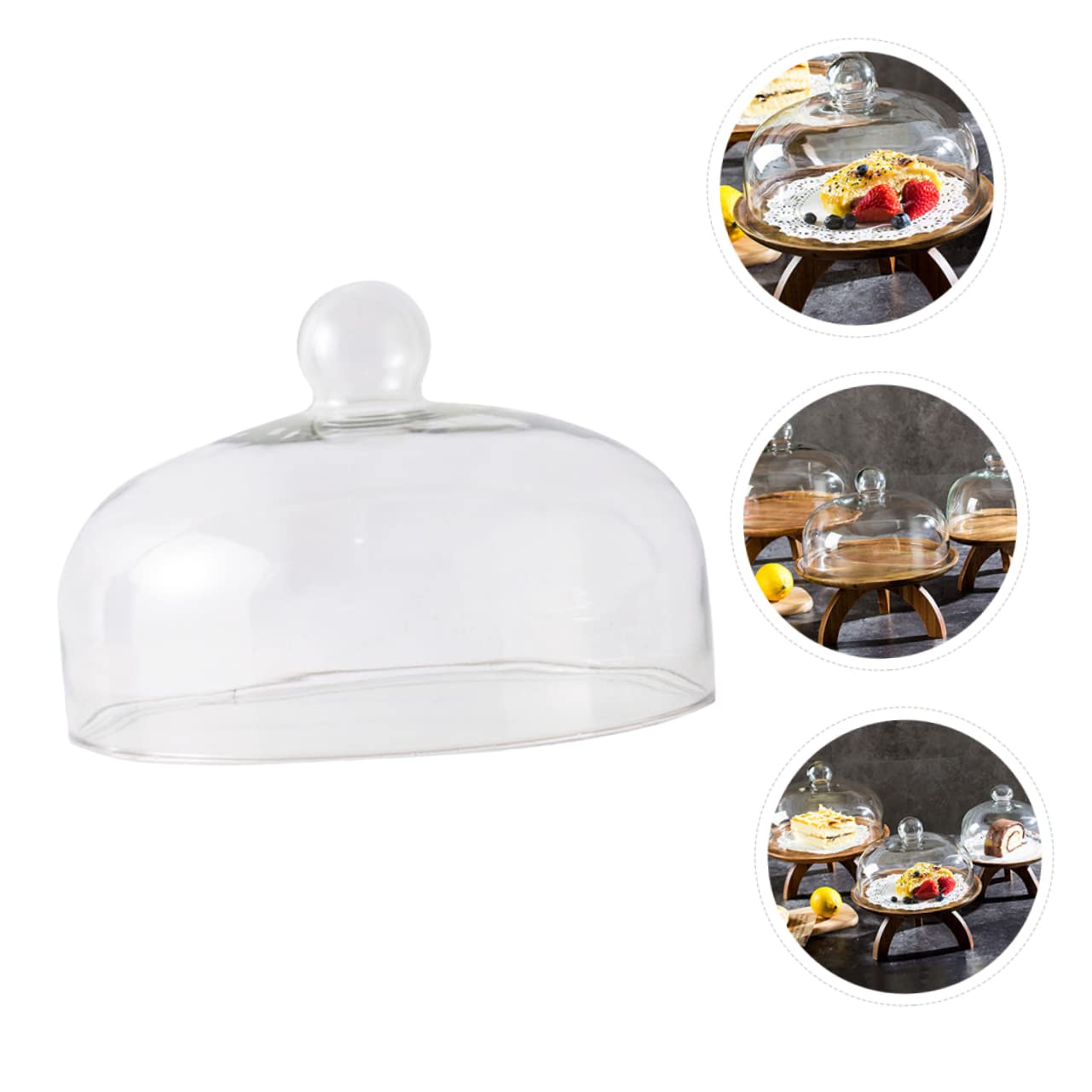 Cúpula de Vidrio Redonda de Color Claro 1 Pieza para Postres y Tartas | Vidrio Transparente, Diseño Simple y Resistente, Fácil de Limpiar, para Fruta y Presentación