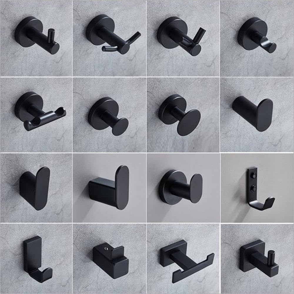 Ganchos para ropa de acero inoxidable 304, color negro, para puerta de baño, pared trasera, ganchos para toallas, para baño, cocina, oficina, M, 1