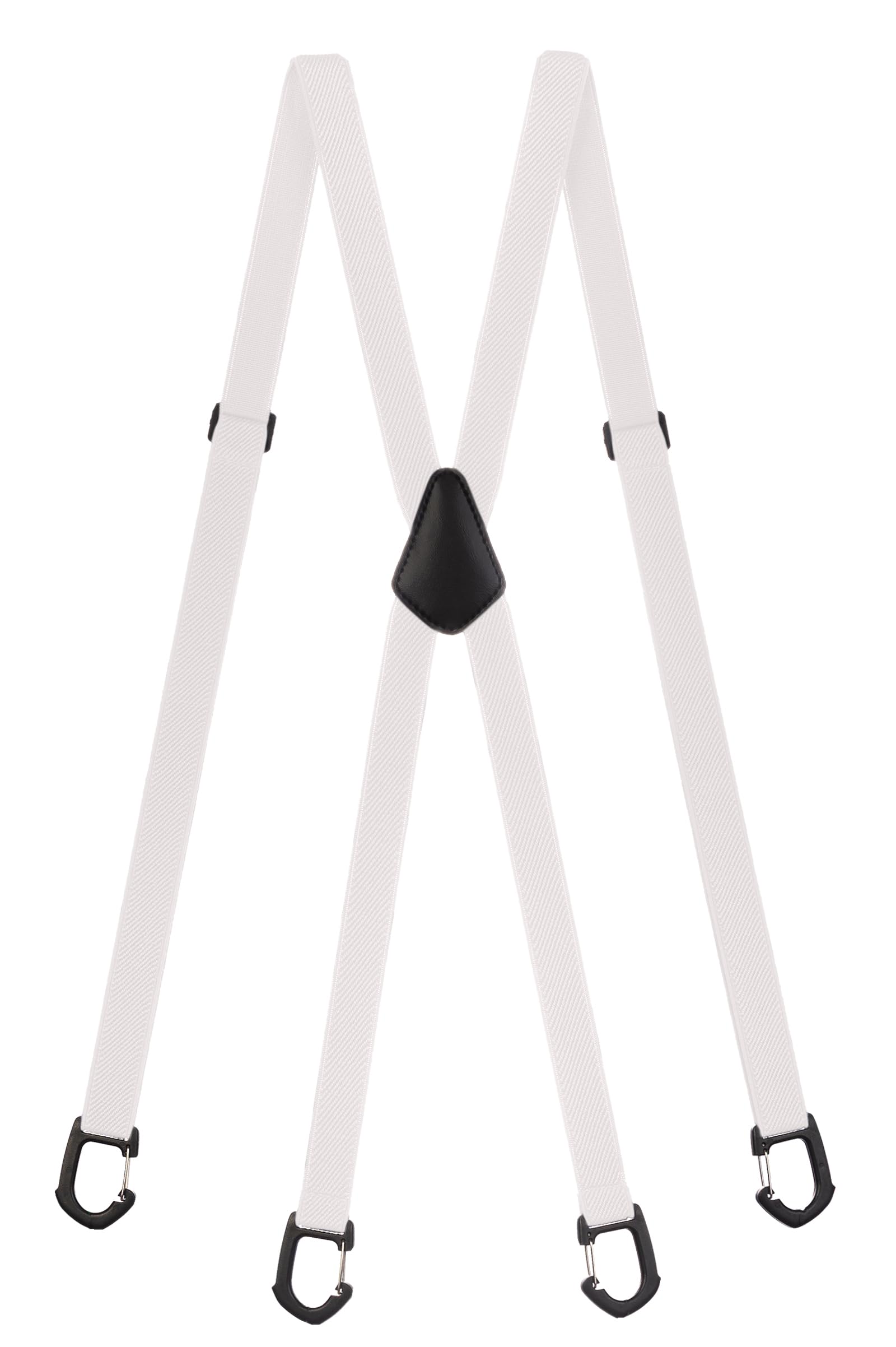 Olata Skinny X-Shape Braces/Suspenders with Plastic Carabiner Clips - 2cm. White