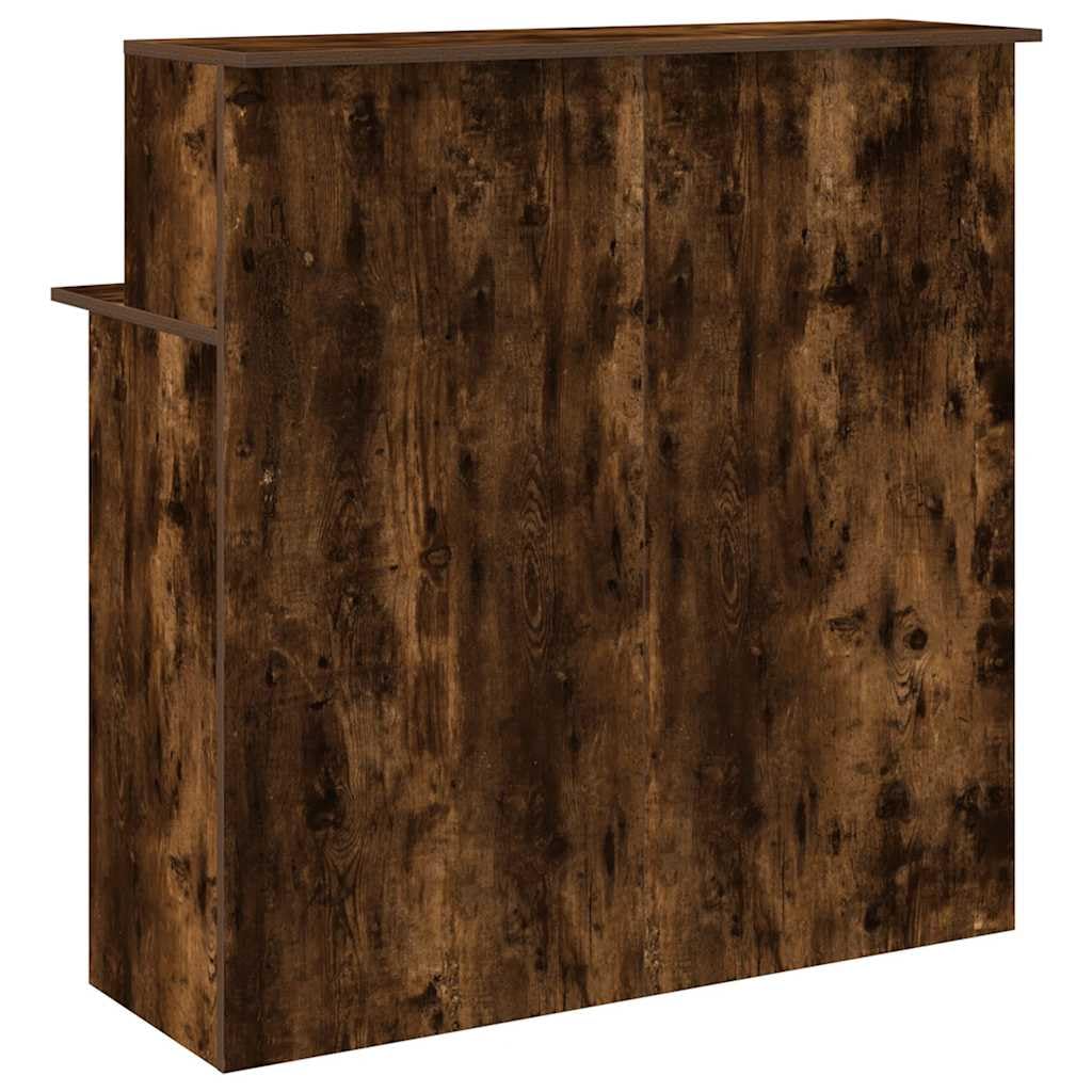 Bancone da ricevimento, in legno di rovere affumicato, 100 x 50 x 103,5 cm, con ripiano, versatile, postazione di lavoro da ufficio per ricevimento, segretario, home office, scrivania per