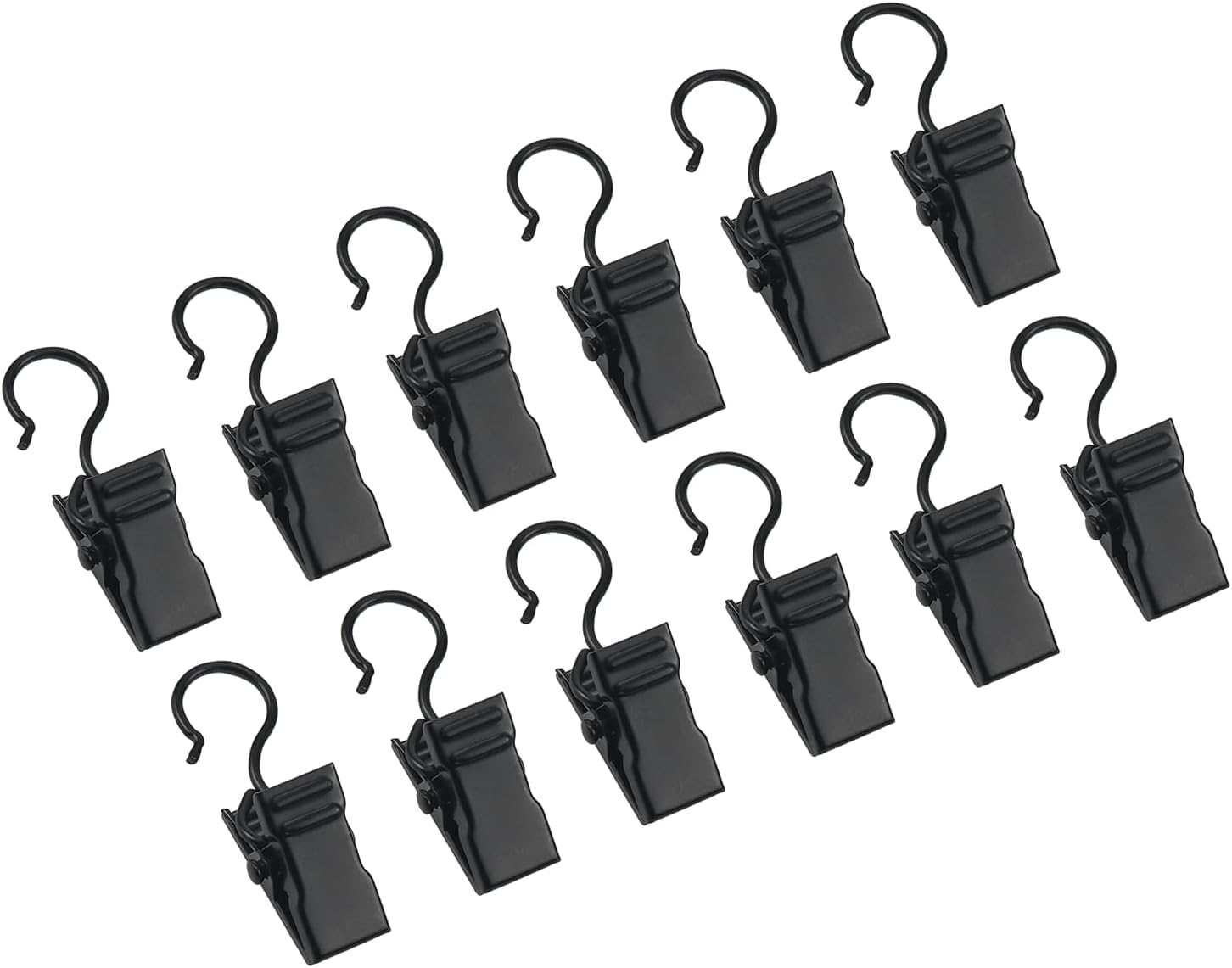30Pcs Black Small Curtain Clips, Small Heavy-Duty Hook Clip Set, Hanging Curtain Clip, Stainless Steel Hanging Clip, Camper Awning Lights Clips Window Treatment Hardware