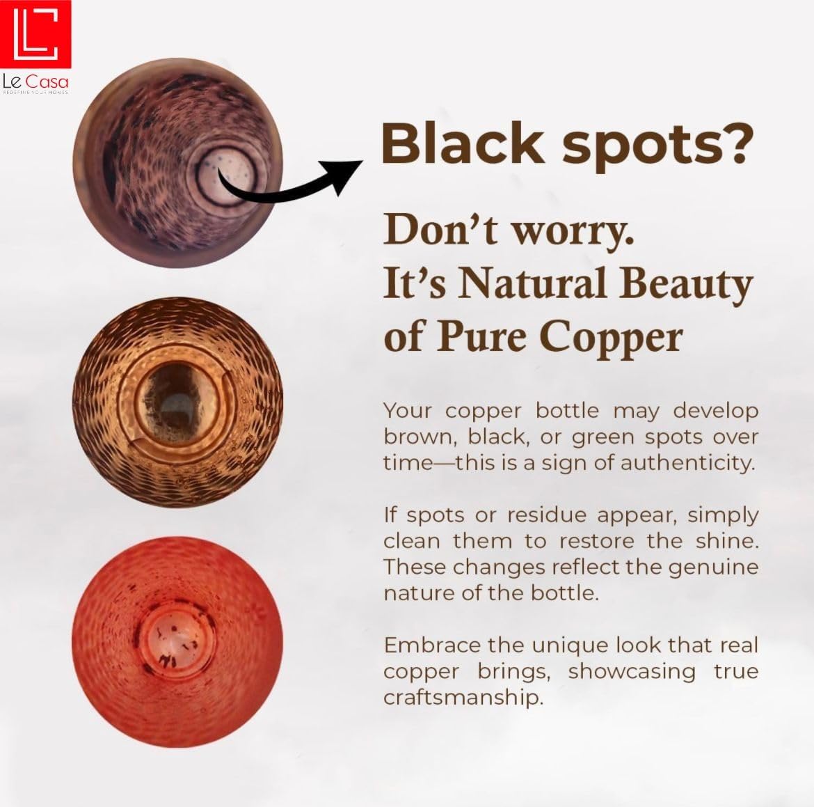 Greek Copper Water Bottle - 1000ML | Pure Copper -4