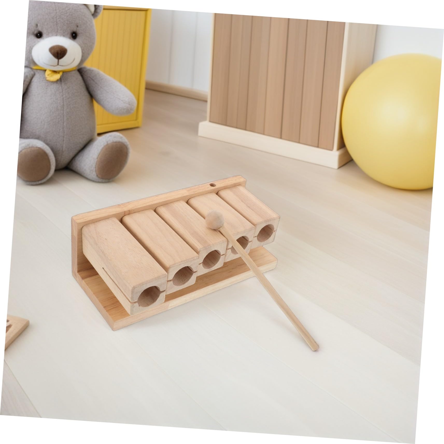 Yardwe Strumento Orff in Legno a Cinque Toni con Mazza, Strumento di Percussione Educativo per Ragazzo Ragazza in Età Prescolare, Suono Naturale e Risonante per Apprendimento Interattivo