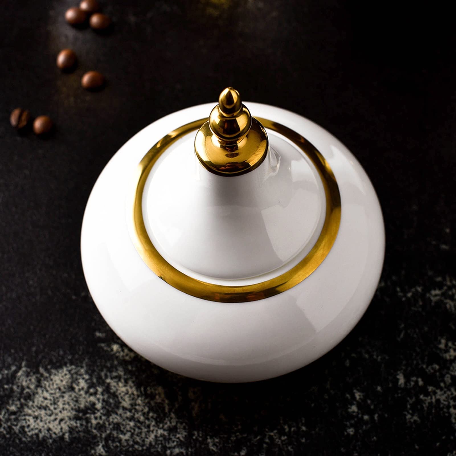 Zuccheriera Gold Line Zucchero Ciotola con coperchio Contenitore di zucchero Zucchero Barattolo di zucchero ceramico Distributore di zucchero Bone China Sucier Jar for casa e cucina Zuccheriere