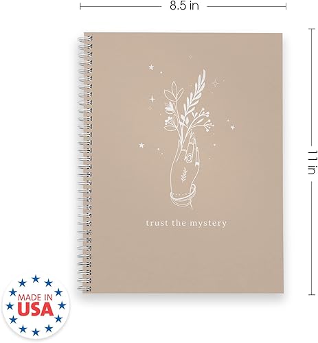 Miniatura 6 de Trust The Mystery - Cuaderno de 8.5 x 11 pulgadas, diario bohemio en espiral indie, 120 páginas de cuadrícula de puntos, tapa blanda laminada