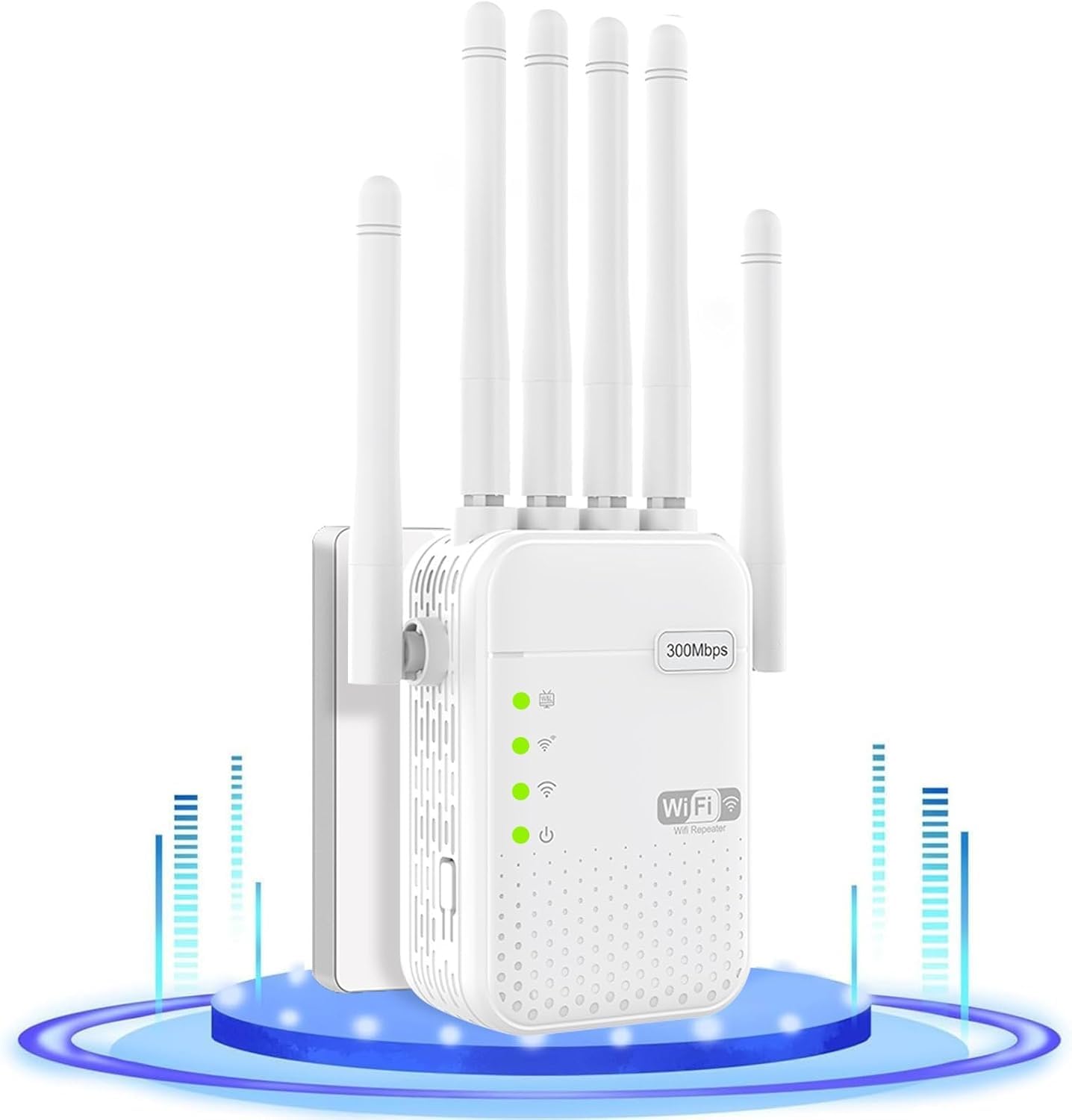 Repetidor WiFi, Amplificador señal WiFi, Extensor WiFi,6 Antenas, 2 Puertos LAN, Amplificador WiFi/Extensor WiFi/Repetidor/Ap Modo, Amplificador WiFi Que Cubre1200Pies Cuadrados para Casa y Oficina