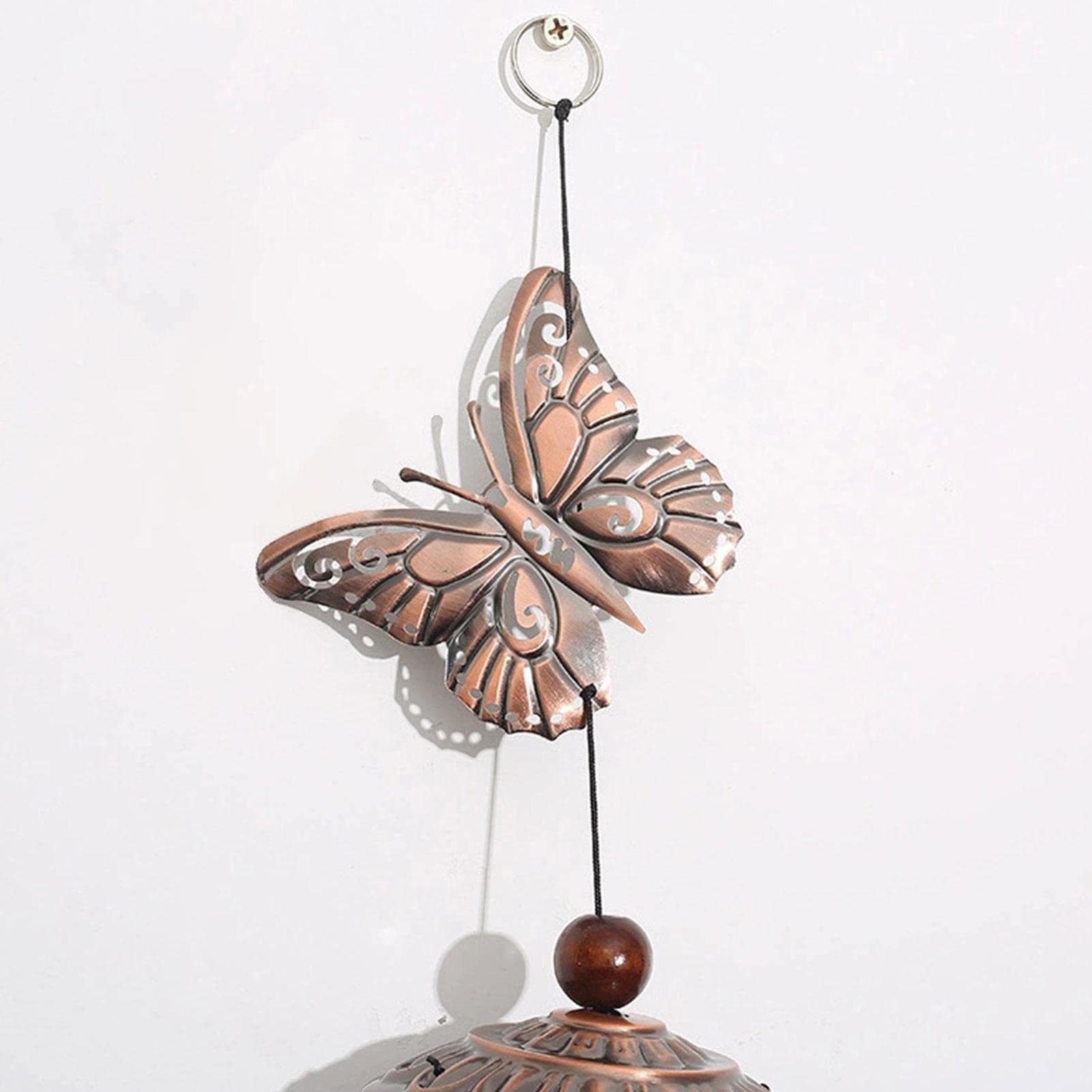 Campanello A Vento A Forma Di Libellula - Metallico Con Vetro Colorato