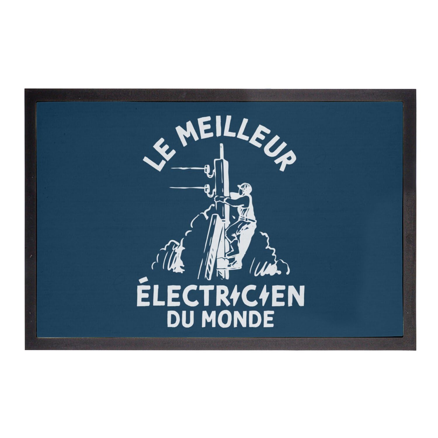 Paillasson électricien bleu tapis entrée maison original