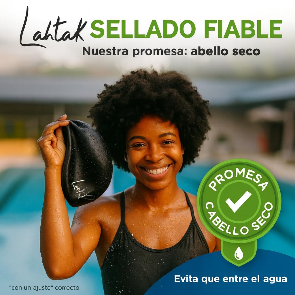 Lahtak Gorro Piscina - Gorro Natación Mujer y Hombre - Gorro Natación Pelo Largo y Dreadlocks - Gorro de Baño Silicona Extra Grande XL y L - Gorros de Piscina Impermeables Infantil y Adultos