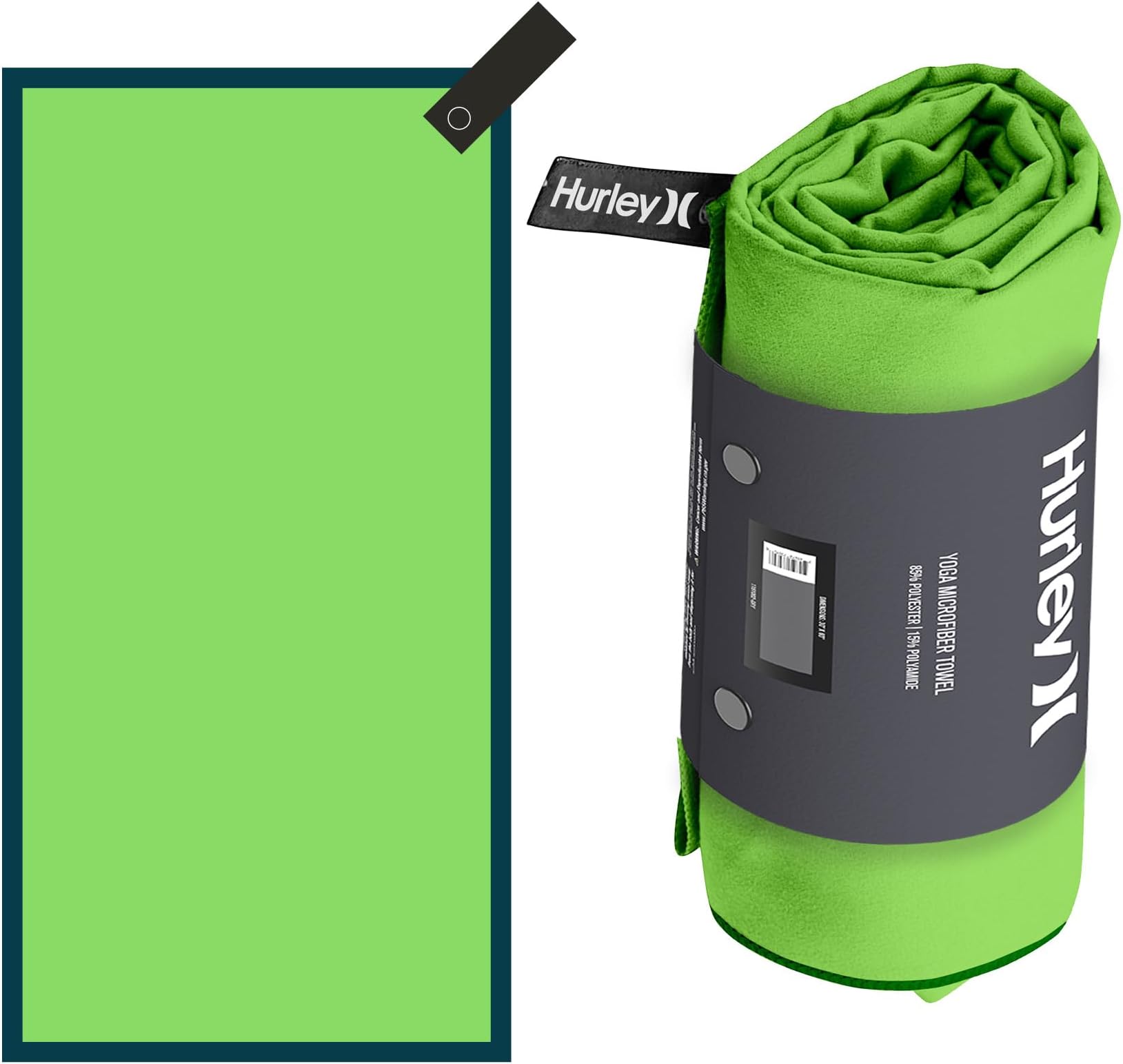 Hurley Solid Microfiber Bath Towels - 30 x 60, Lightweight & Portable Backpacking Gear Travel Towel - General Washing & Wiping Quick Dry Towel for Home, Kitchen, Gym, & Sports, Neon Lime/NIG,