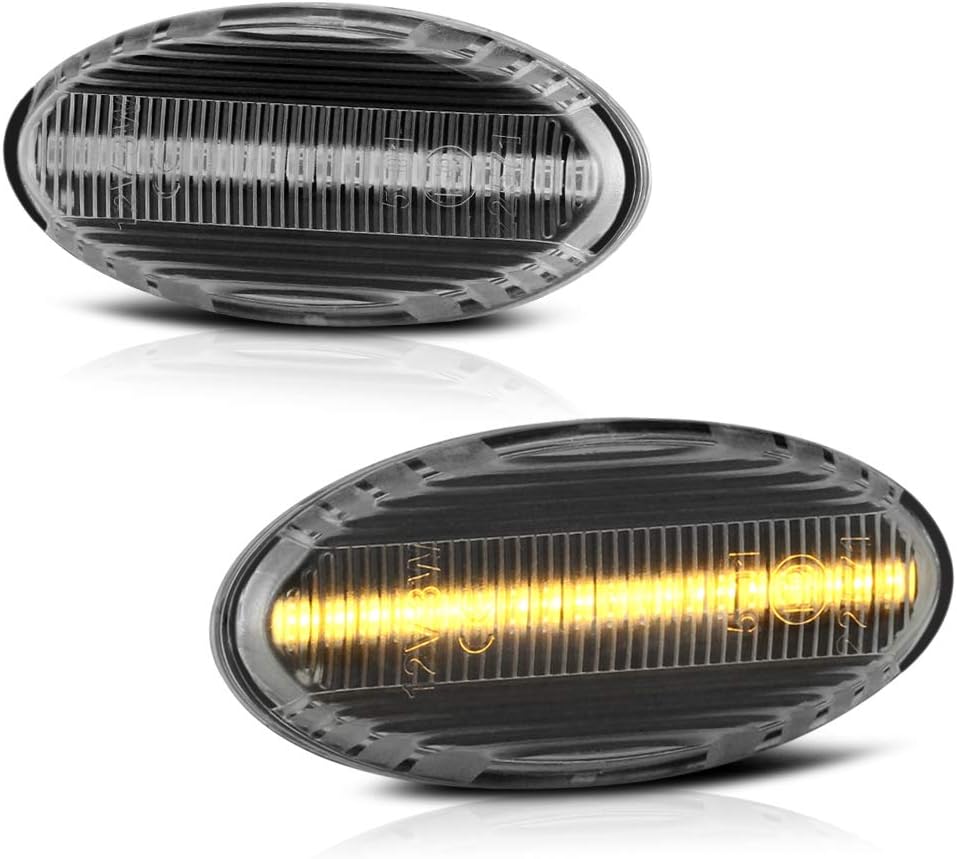 VIPMOTOZ Amber LED Strip Side Indicator Light Front Fender Turn Signal Lamp Replacement For Mazda 2 3 5 MPV, Chrome Housing, 2-Piece Driver & Passenger Side Set