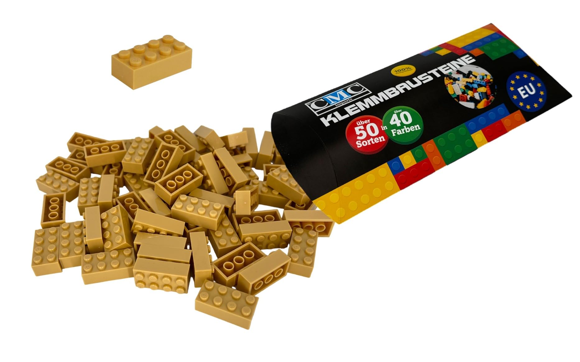 50 clamping blocks building blocks 2 x 4 knobs compatible 34 colours free selection (595 - sand)