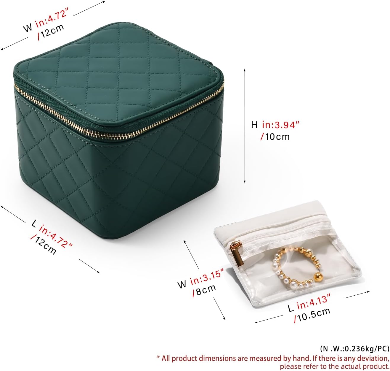 Travel Jewelry Box Organizer - Small Jewelry Case with 6 Small Velvet Zipped Pouches Pockets for Jewelry Necklaces Rings Earrings Storage(Teal)