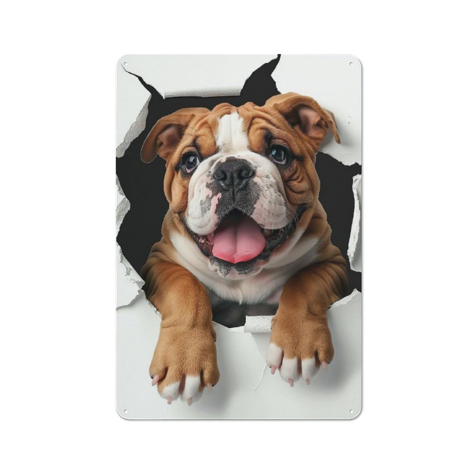 Bulldog Dog Retro-style Tin Sign 30x20cm for Living Room Or Hallway, for Home Wall Decor Collectors Refreshing A Room in Autumn