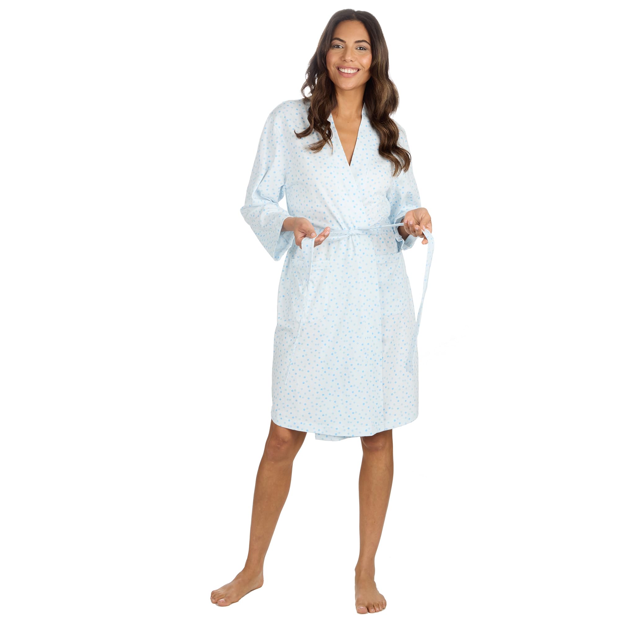 Undercover Ladies Cotton Kimono Robe 34B1967 Blue Spot 18-20