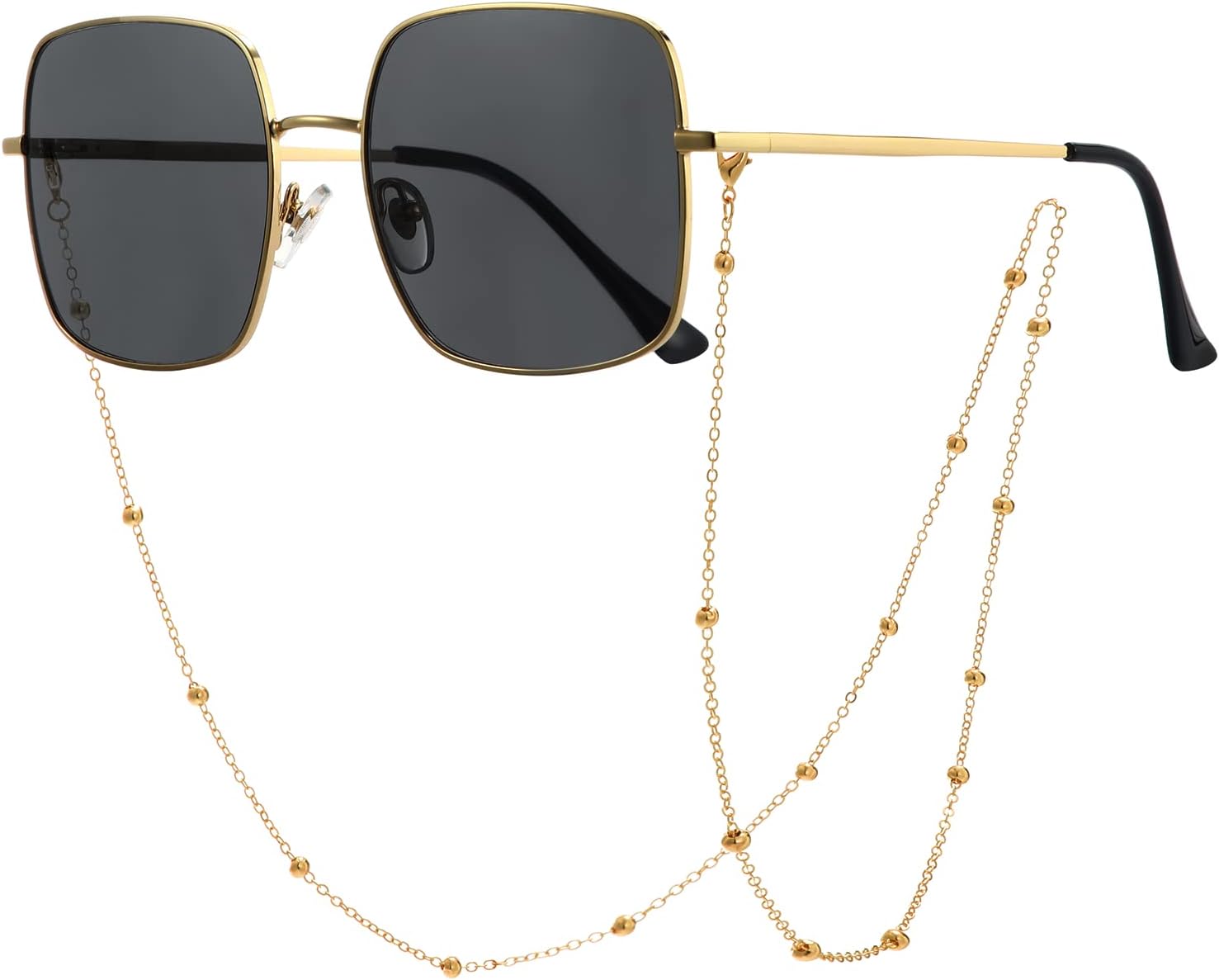 Veda Tinda Vision Sunglasses for Women Trendy Retro 70s 90s Womens Oval and Square Shades UV400 Protection with Glasses Chain