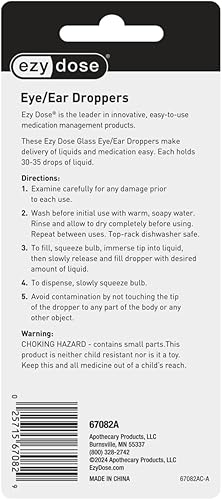 Miniatura 6 de Ezy Dose Gotero de medicina para oídos y ojos, para aceites líquidos y esenciales, capacidad de 1 mL, vidrio, punta recta y doblada, fabricado en