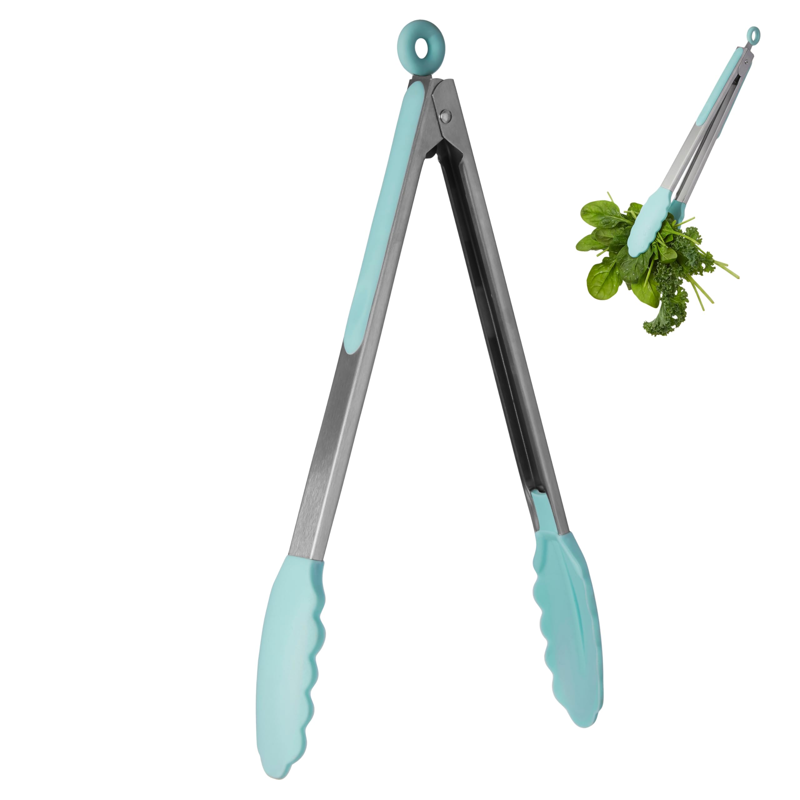 Orsina Pastel Green Silicone Kitchen Tongs,stainless Steel Tong With Silicone Grips,dishwasher Safe Handlers from B&Q