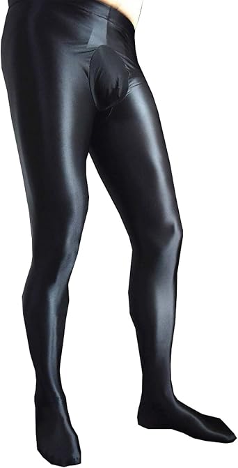 leesuo Mens Sexy Ultra Shiny Glossy Pantyhose Nylon Sheer Tights High Elastic Semi-Opaque Stockings