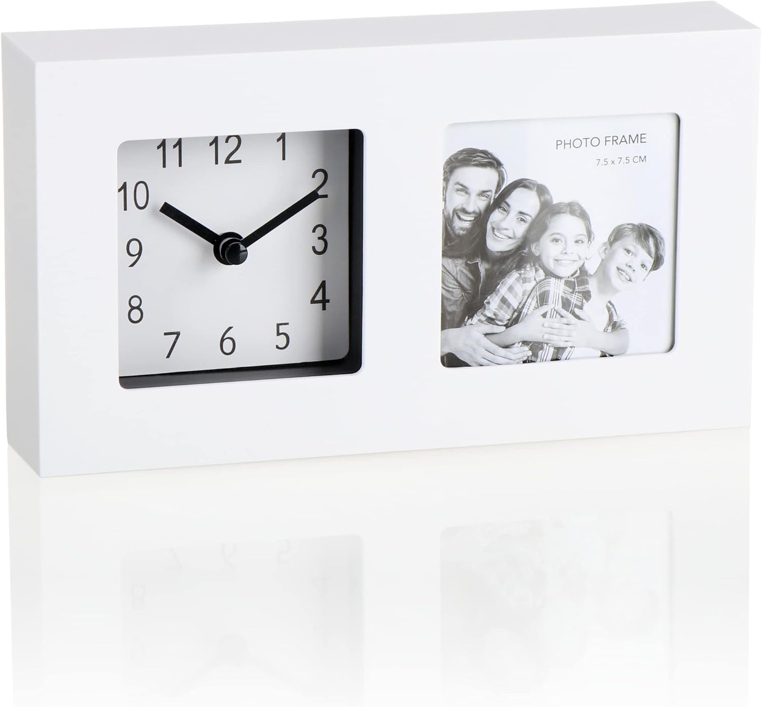 comfour® table clock with photo frame batteryoperated analog clock