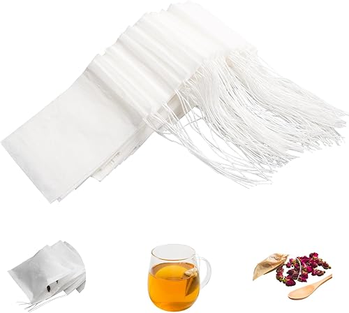 Eketirry 200 bolsas de filtro de té para té suelto, bolsas de té vacías, material de papel de pulpa de madera natural, bolsas de filtro de té