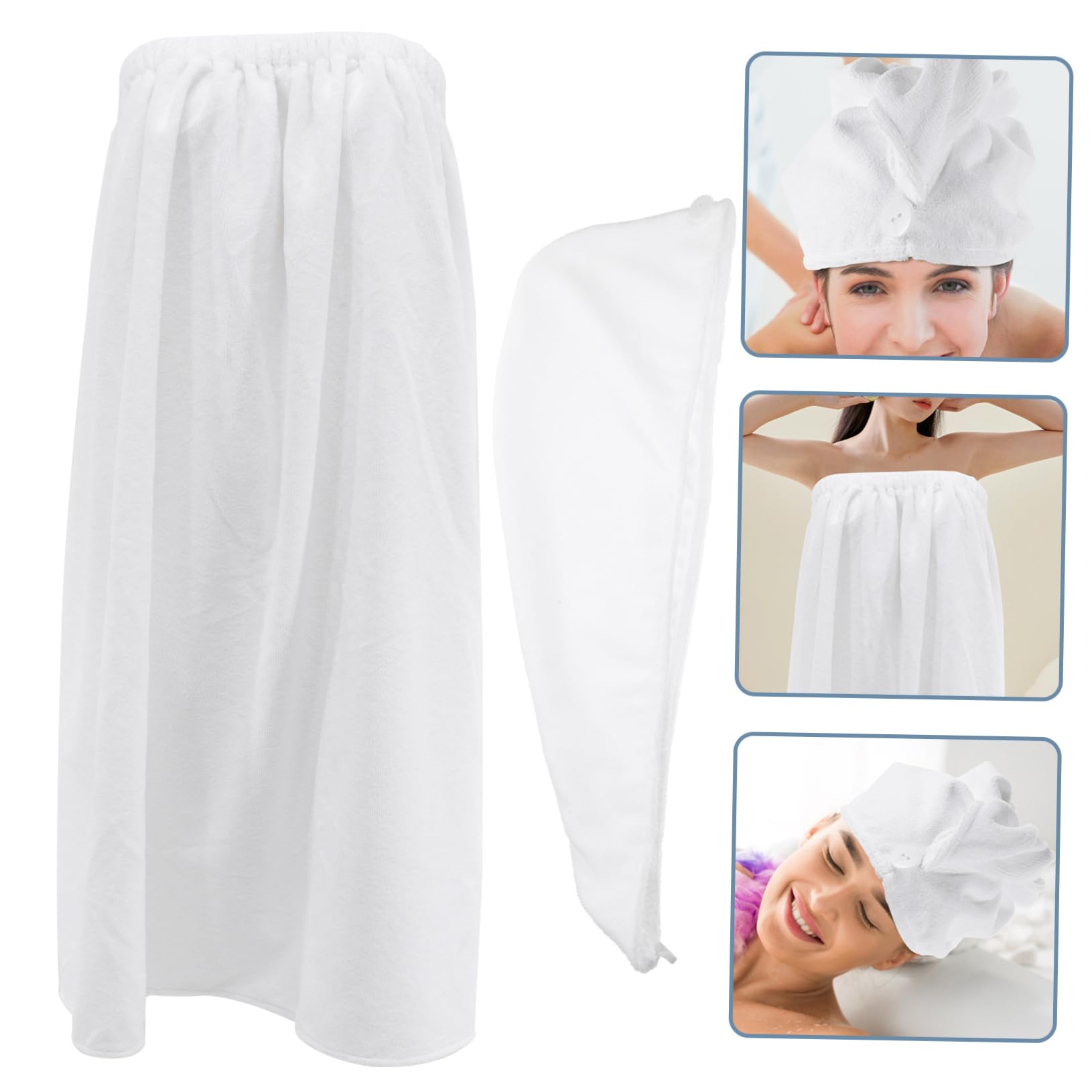 CALLARON Haarhandtuch Satz für Erwachsene aus Polyester, Weiß, 1 Satz
