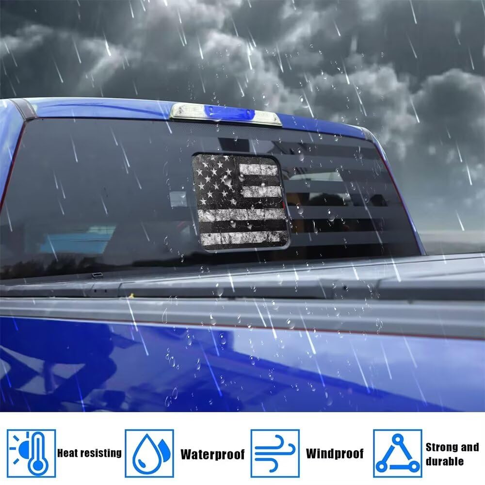 American Flag Bald Eagle Rear Window Decal - 14.1"x11.8" Perforated See-Through Vinyl Graphic For Truck, SUV Back Glass (Patriotic Car Sticker)