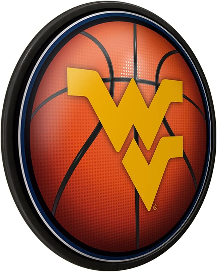 The Fan-Brand NCAA West Virginia Mountaineers: Basketball - Modern Disc Wall Sign - Sports Team Bar Sign Décor - Home, Dorm, Garage, Office, Fan Cave