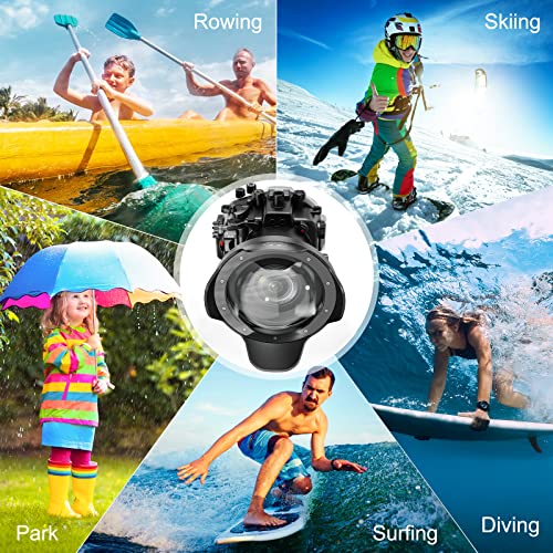 Image of Professional Waterproof Camera Housing Case Compatible with Sony A7iii A7riii, 40M /130FT Depth Underwater Protection (Black, Dome Port)