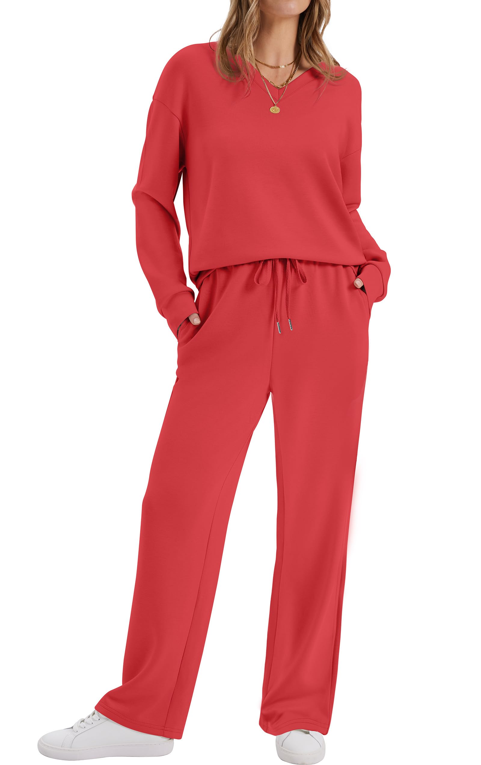 WIHOLL Women's 2 Piece Matching Lounge Set Sweatsuits Fall Outfits