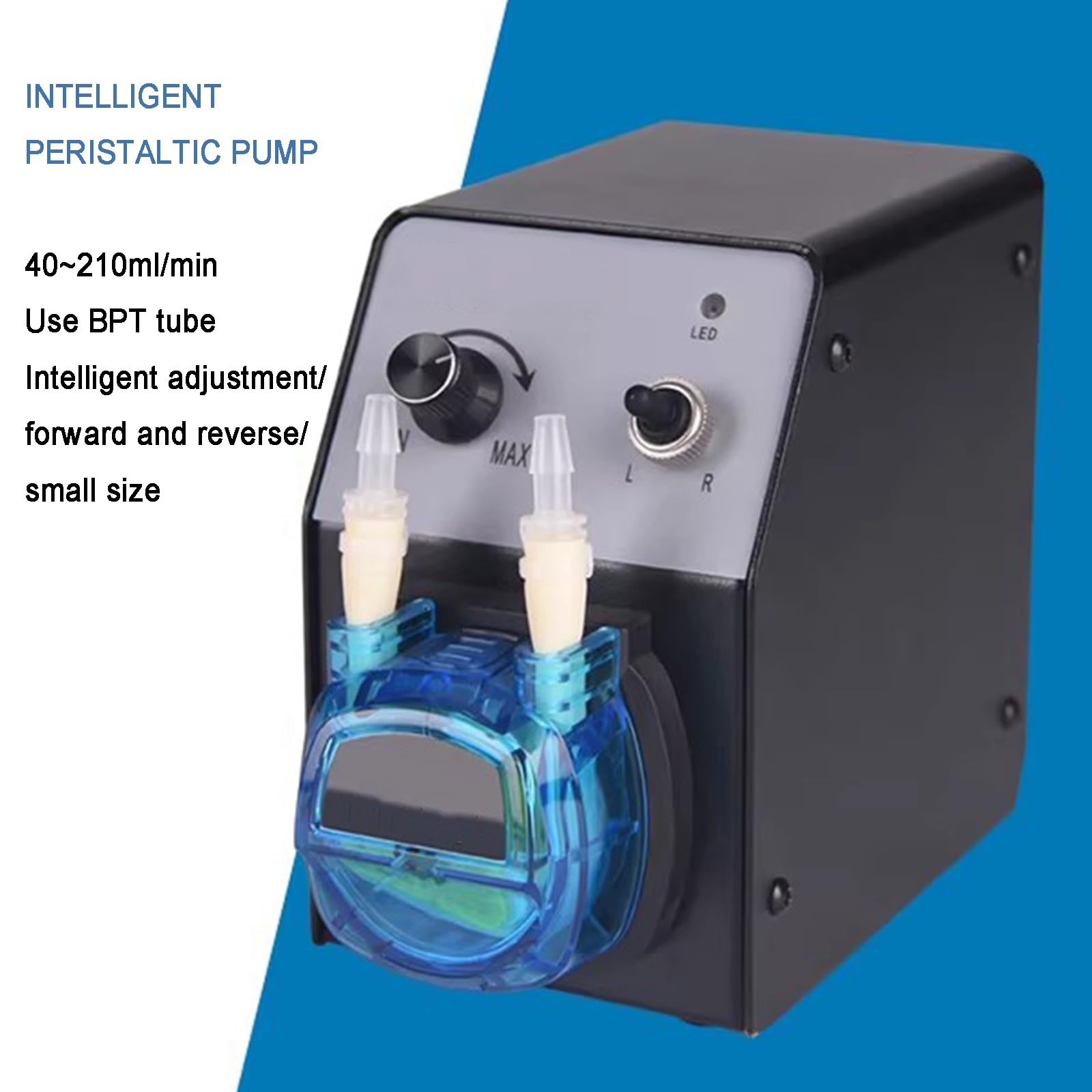 Bomba peristáltica para dosificación de líquidos, velocidad ajustable 40-210 ml/min, incluye tubo BPT de 3,2 x 6,4 mm, ideal para perfusión cuantitativa de laboratorio o fábrica