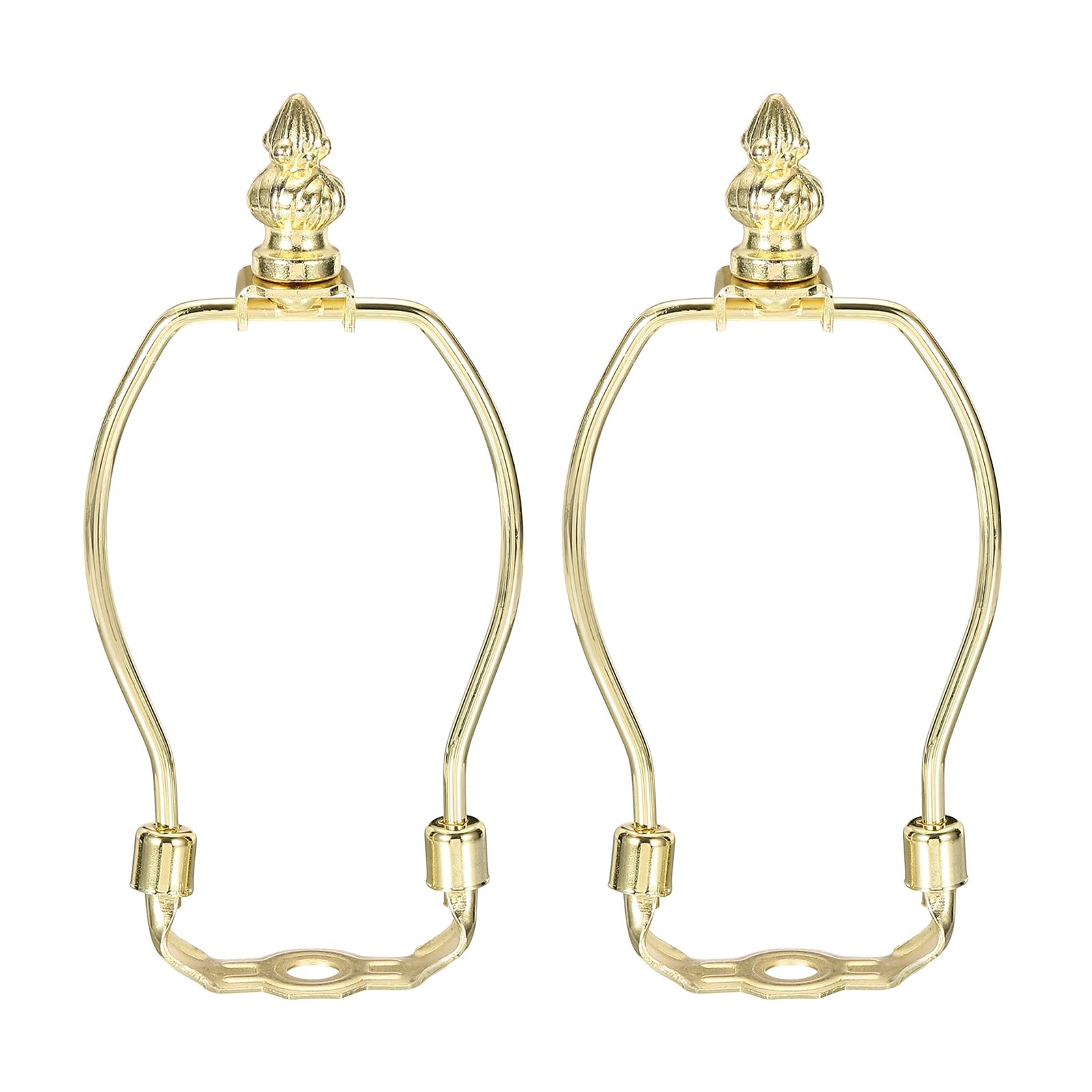 PATIKIL 2 Set 5.5" Lamp Shade Harp Holder, Heavy Duty Detachable Lampshade Brackets with 1.38" Height Solid Metal Finial Shade Holder for Table and Floor Lamps, Gold