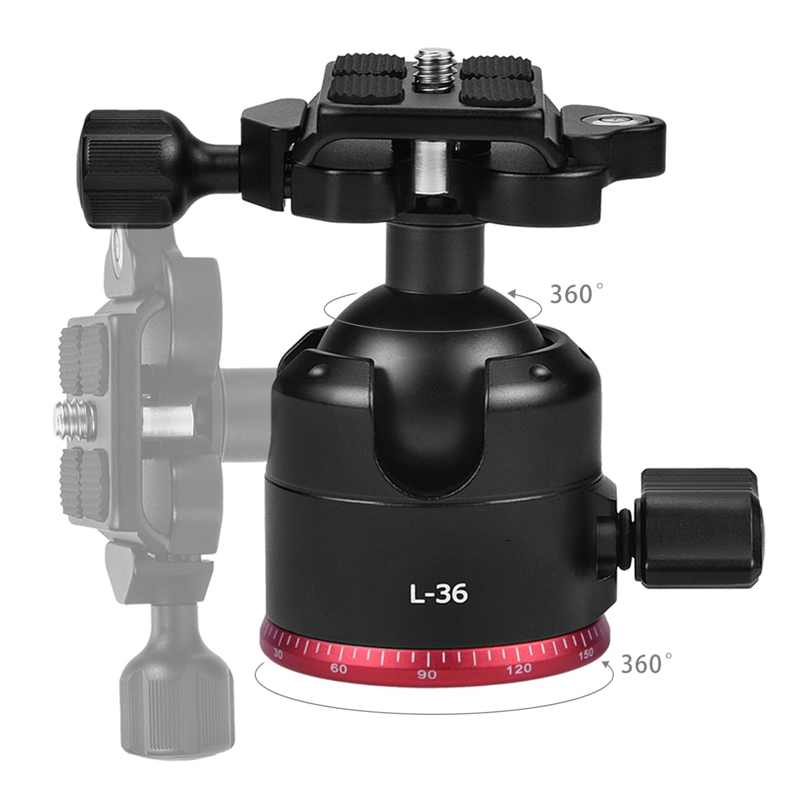 Zunate Testa a Sfera Panoramica a 360°, con Livella a Bolla e Piastra a Sgancio Rapido, Attacco per Treppiede con Filettatura 3/8" per Fotocamera DSLR, Carico 6 Kg, Lega di Allumi