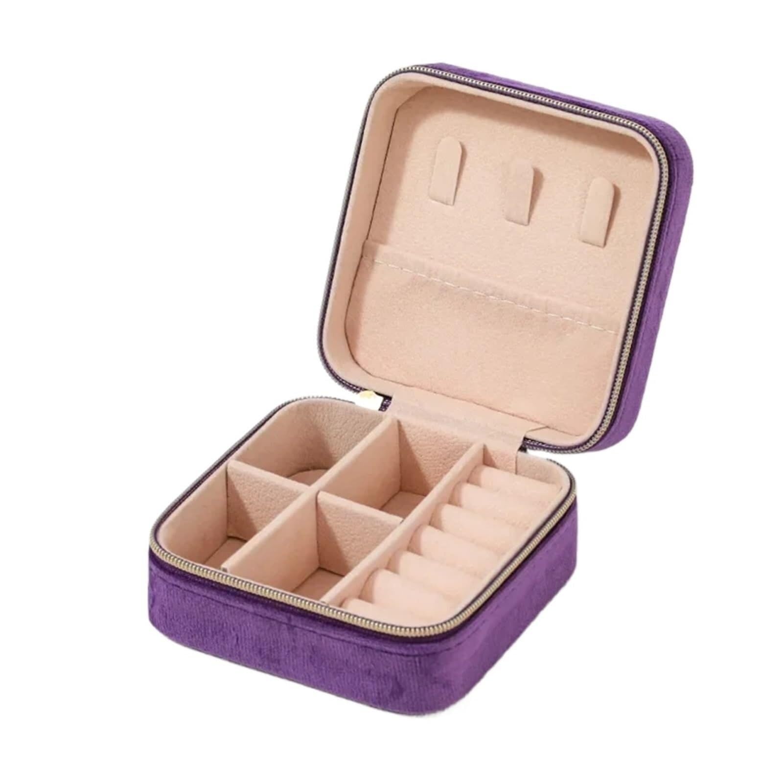 ZHAOQIN Jewellery Box Necklace Ring Earring Organiser Travel Portable Zipper Square Jewellery(Purple)