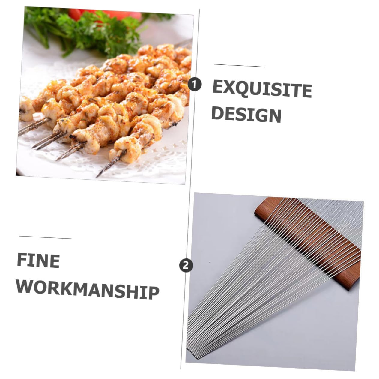 ARTIBETTER 100 piezas Brochetas Redondas de Acero Inoxidable Duraderas para Barbacoa y Picnic Pinchos Reutilizables Estuche Soporte Portátil para Parrilla al Aire