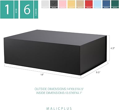 6 Gift Boxes with Lids, Large Christmas Gift Boxes 13.5x9x4.1 Inches, 12 Black Gift Bags 16x6x12 Inches, Groomsmen Proposal Boxes with Bags for Thanksgiving Day