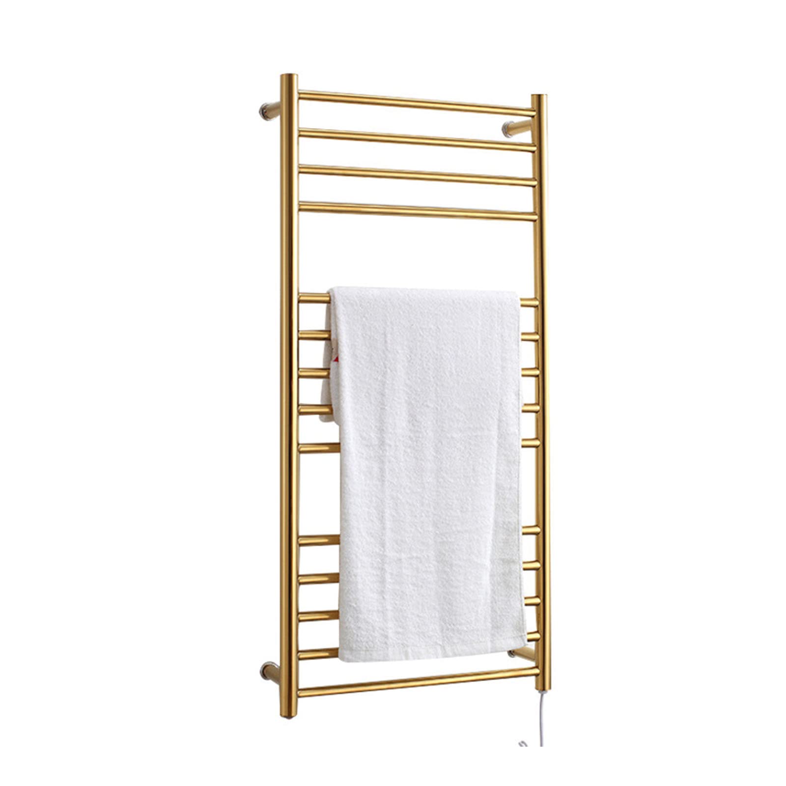 Porte-serviettes chauffant doré en acier inoxydable, l'élégance murale 162W