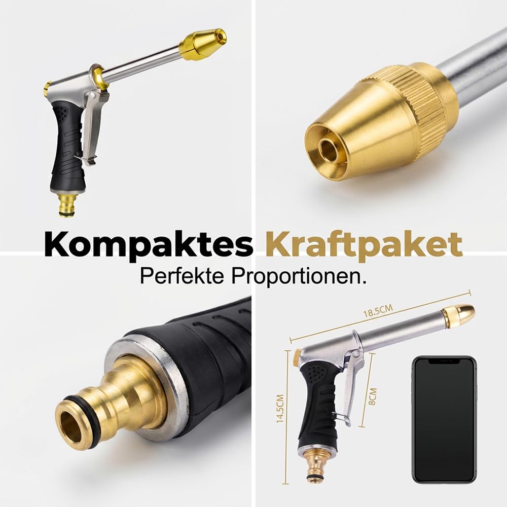 Pistolet de Nettoyeur Haute Pression, 2026 Nouveau Haute Pression Portable, Pistolet Haute Pression Lance de Nettoyage à Buse Réglable, Pistolet Arrosage pour Voiture Gouttière Terrasse (A)