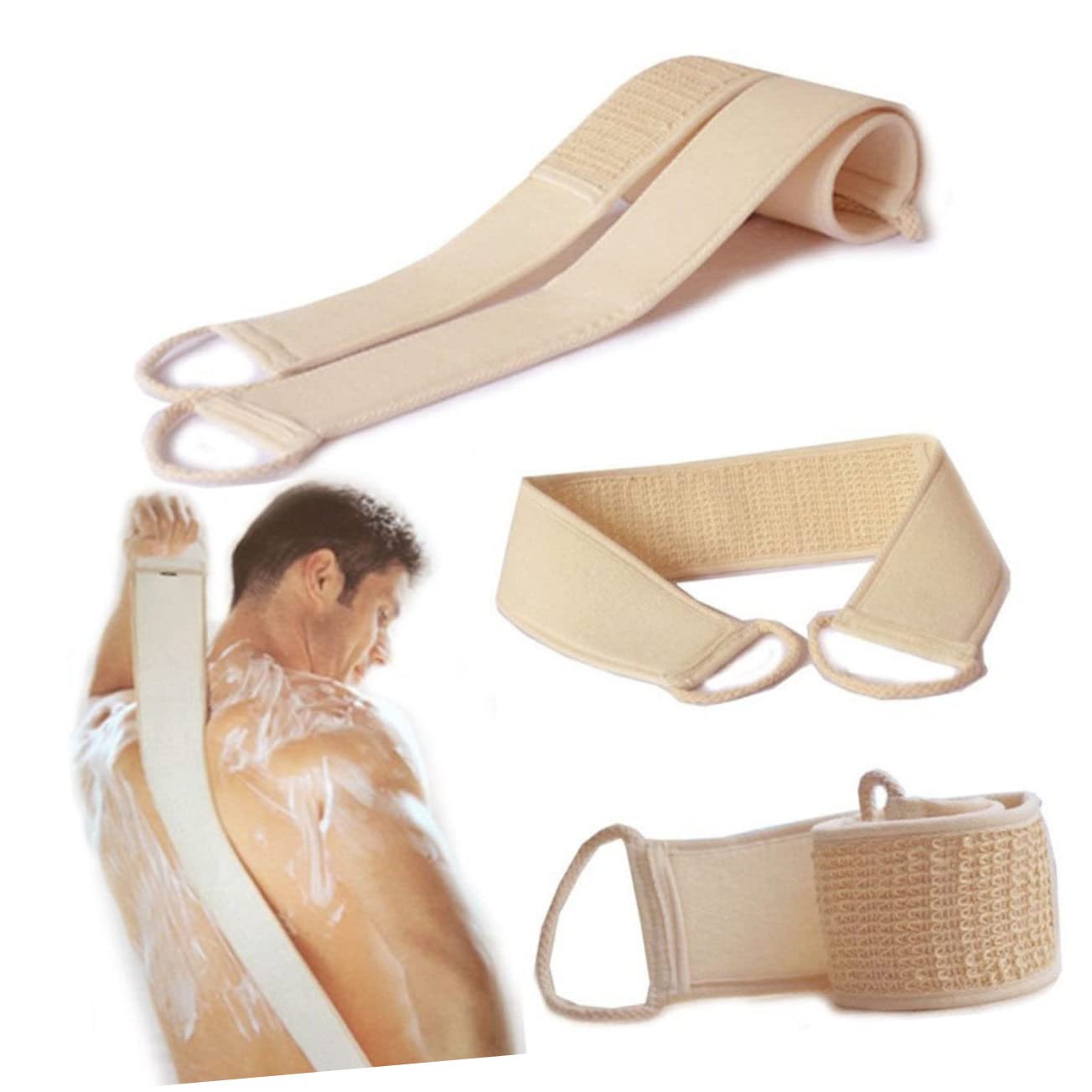 Depurador de Espalda de Sisal, 10 Piezas, Beige para Ducha | Tiras Largas Cómodas, Limpia la Piel, Formato Esponja, Uso Corporal en Baño