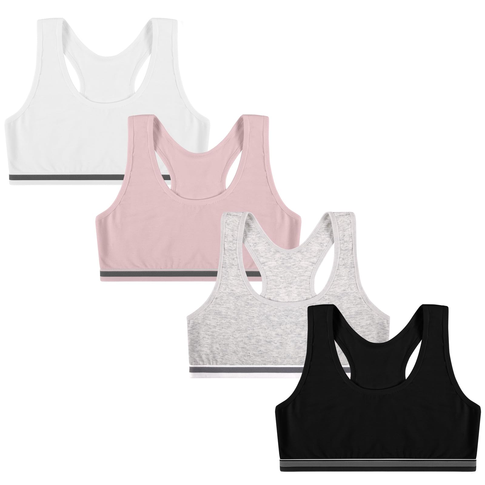 flintronic Mädchen Sport BH, Bustier Baumwolle, Teens U-förmiger Rücken Unterwäsche, Top Bustier, für 8-15 Jahre Kinder