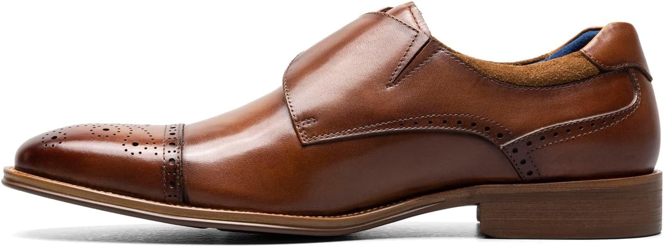 STACY ADAMS Men's, Mathis Cap Toe Monk Strap Cognac